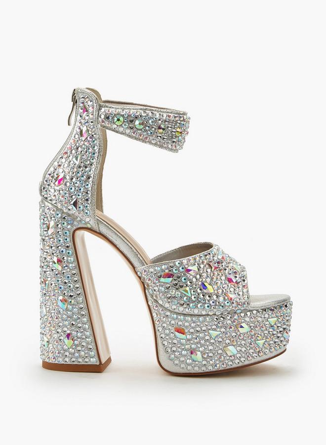 سيليست صنادل نسائية بكعب عريض مزينة - Image 1